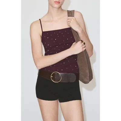 Mango Sparkly Strappy Knit Top In Black