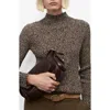 Mango Speckled Perkins-neck Sweater Chocolate In Brown