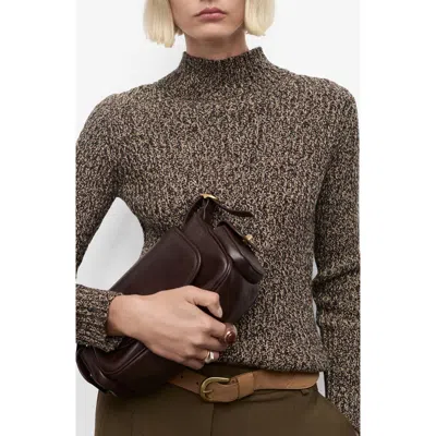 Mango Speckled Perkins-neck Sweater Chocolate In Gray