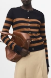 Mango Split Cuff Button Front Cardigan In Brown