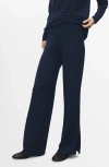 Mango Split Hem Pull-on Straight Leg Knit Pants In Blue