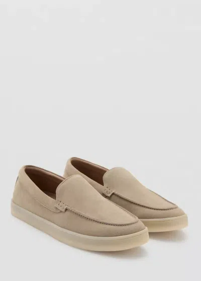 Mango Split Leather Shoes In Sand