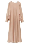 Mango Split Sleeve A-line Dress In Brown