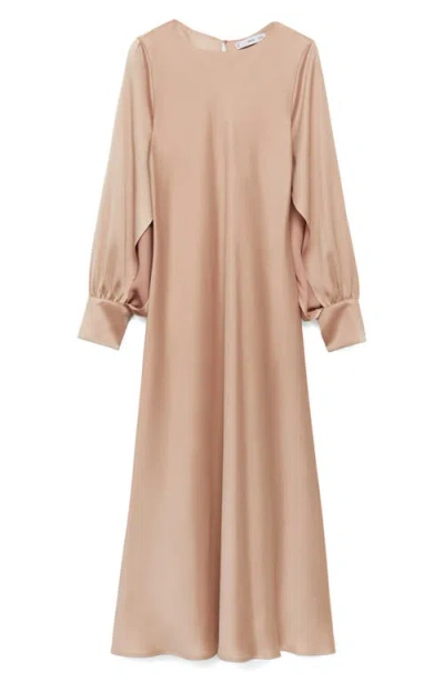 Mango Split Sleeve A-line Dress In Brown