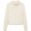Mango Split Turtleneck Sweater In Ecru