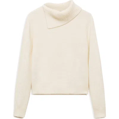 Mango Split Turtleneck Sweater In Ecru