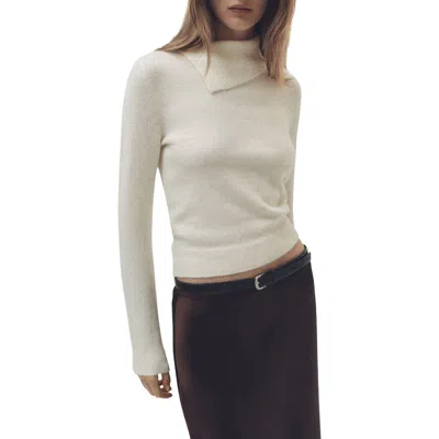 Mango Split Turtleneck Sweater In Light/pastel Grey
