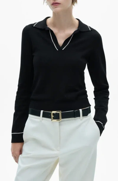 Mango Spread Collar Sweater In Black