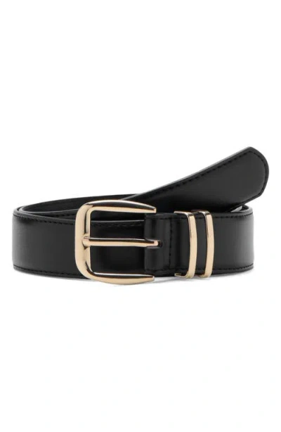 Mango Square Buckle Belt In Black