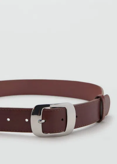 Mango Ceinture Boucle Carrée Marron - Femme - Xl -  In Brown