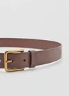 Mango Square Buckle Belt In Leather