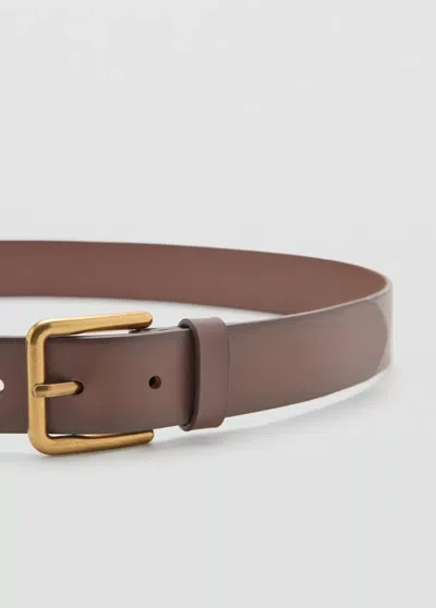 Mango Square Buckle Belt In Leather