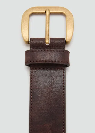 Mango Square Buckle Belt Chocolate