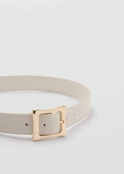Mango Square Buckle Belt Ecru