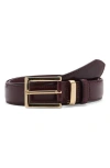 Mango Women's Square Buckle Leather Belt In Burgundy