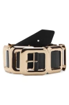 Mango Square Hardware Leather Belt In Black