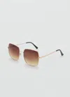 Mango Square Metallic Frame Sunglasses Gold