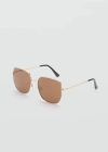 Mango Square Metallic Frame Sunglasses Gold In Gold