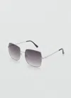Mango Square Metallic Frame Sunglasses Silver