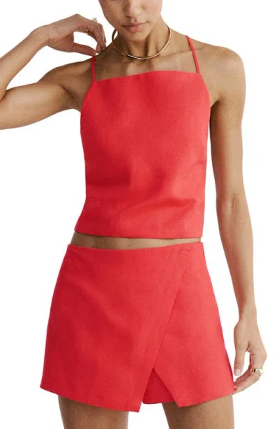 Mango Square Neck Crop Top In Red