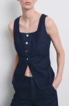 Mango Buttoned Denim Top In Blue