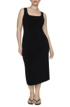 Mango Square Neck Stretch Tank Dress In Black