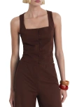 Mango Square Neck Vest In Burgundy