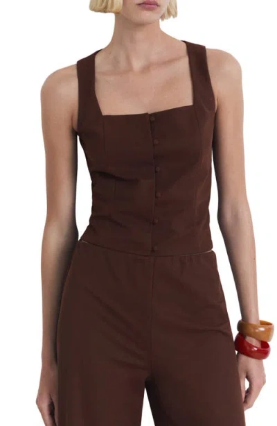Mango Square Neck Vest In Burgundy