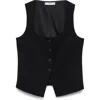 Mango Square Neck Vest In Black
