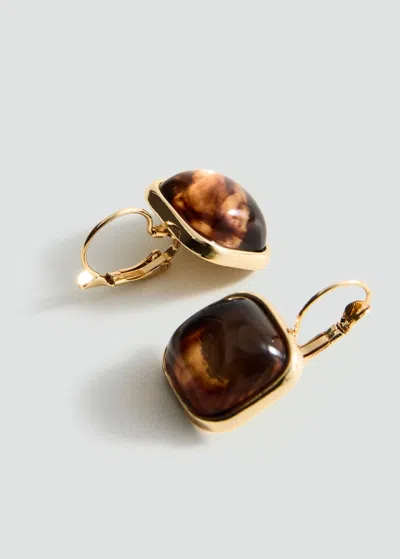 Mango Square Resin Earrings Gold