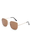 Mango Square Metallic Frame Sunglasses Gold In Gold