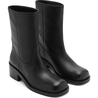 Mango Square Toe Boot In Black