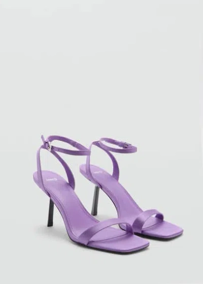 Mango Square Toe Heel Sandal Lilac
