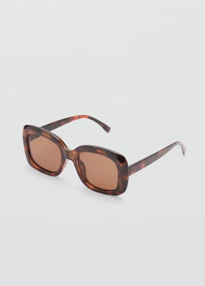 Mango Lunettes De Soleil Monture Carrée Chocolat - Femme - Taille Unique -