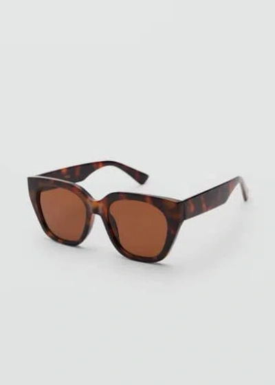 Mango Squared Frame Sunglasses Chocolate