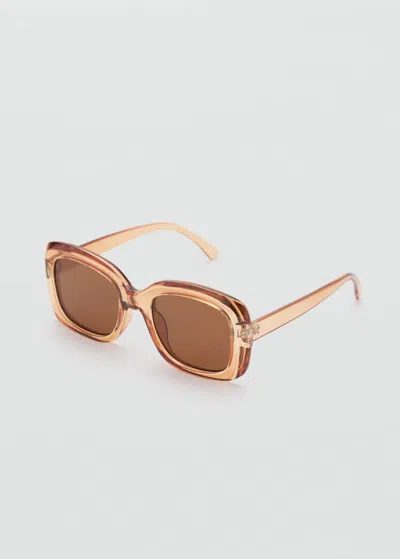 Mango Lunettes De Soleil Monture Carrée Pêche - Femme - Taille Unique -