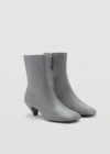 Mango Squared Toe Leather Ankle Boots Grey In Grey
