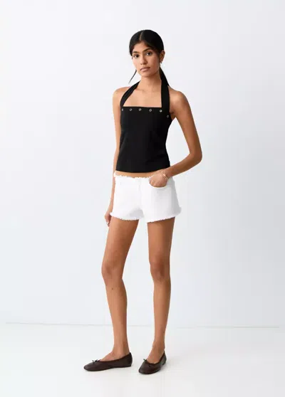 Mango Square-neck Halter Top In Black