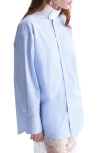 Mango Stand Collar Poplin Button-up Shirt In Blue