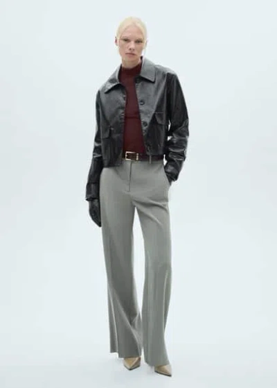 Mango Stand Collar T-shirt Wine In Lie De Vin