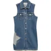Mango Star Detail Sleeveless Denim Dress In Medium Blue