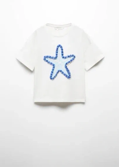 Mango Kids' Star Print T-shirt Off White