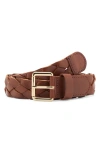 Mango Starring Hailey Bieber Braided Leather Belt In Brown