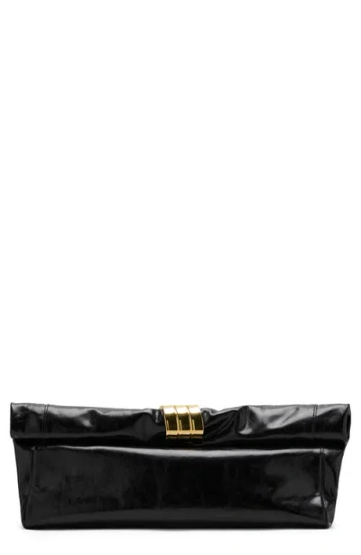 Mango Starring Hailey Bieber Metallic Detail Clutch In Black
