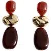 Mango Statement Drop Earrings In Brown