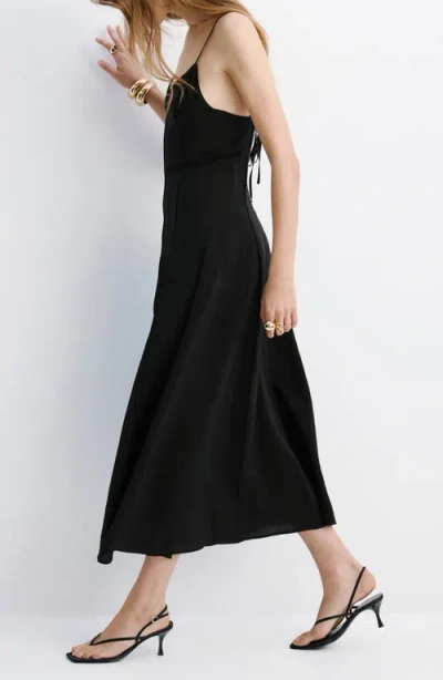 Mango Stitch Detail Sleeveless Maxi Dress In Black