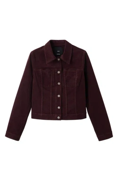 Mango Stitch Velvet Jacket In Burgundy