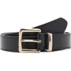 Mango Stitched Square Buckle Belt In Black