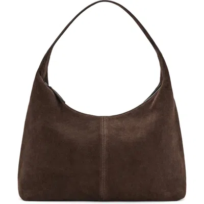 Mango Stitched Suede Shoulder Bag In Brown