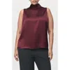 Mango Stonak Sleeveless Satin Top In Burgundy
